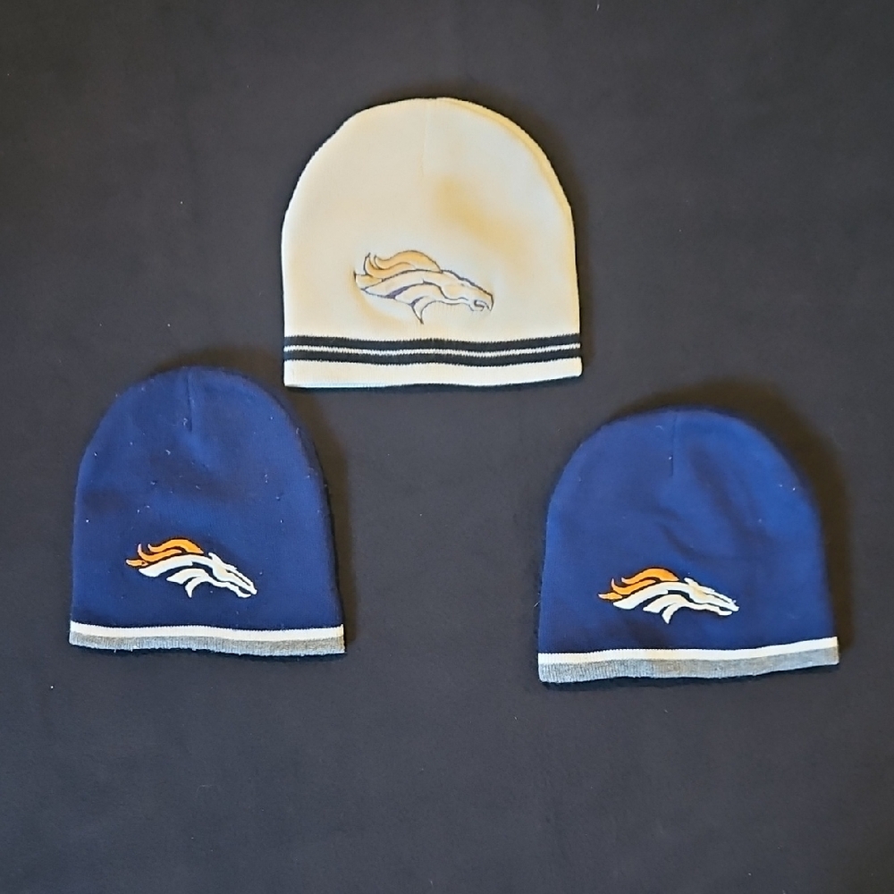 Denver Broncos Beanie Caps Lot‎ Of 3